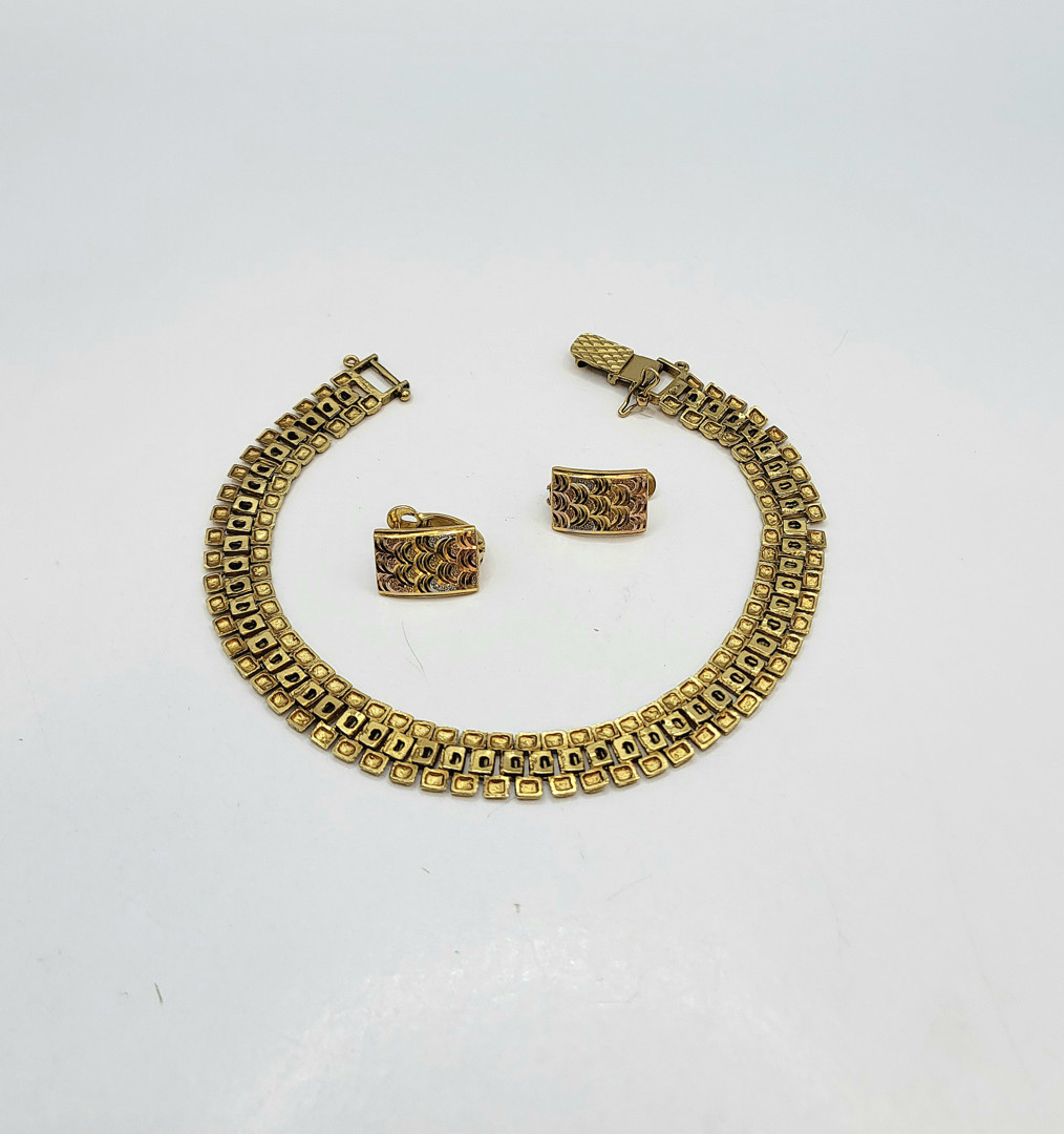 Bracciale e paio orecchini oro