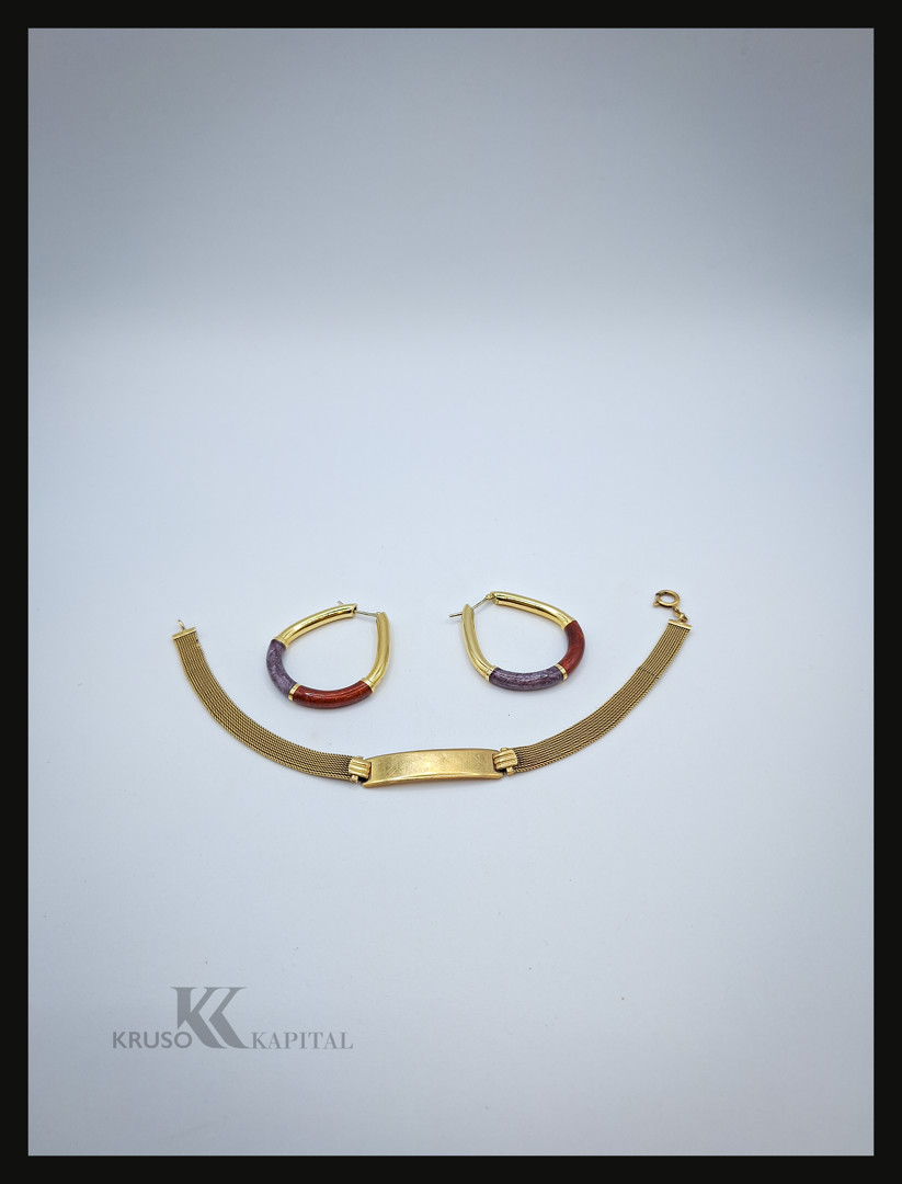 Bracciale due orecchini oro smalti