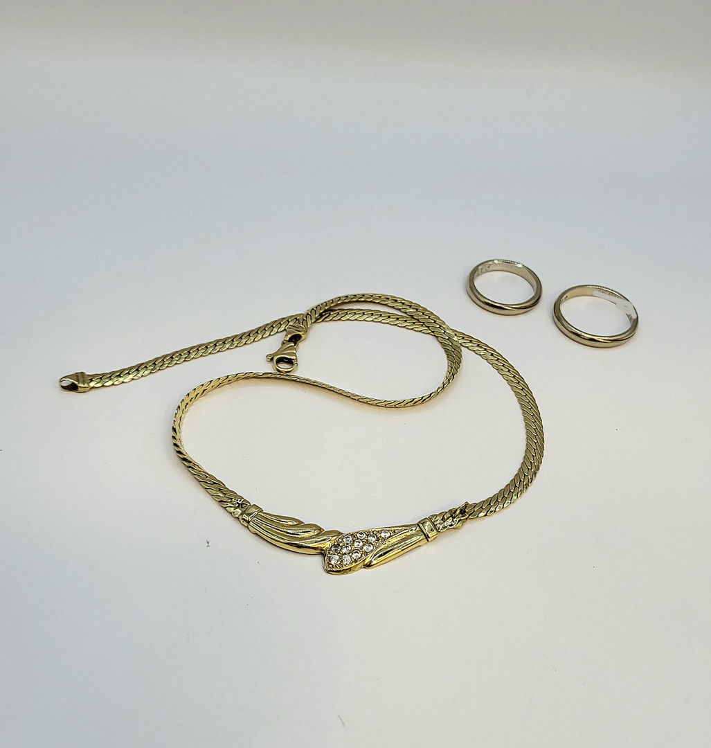Collana 2 anelli oro pietre