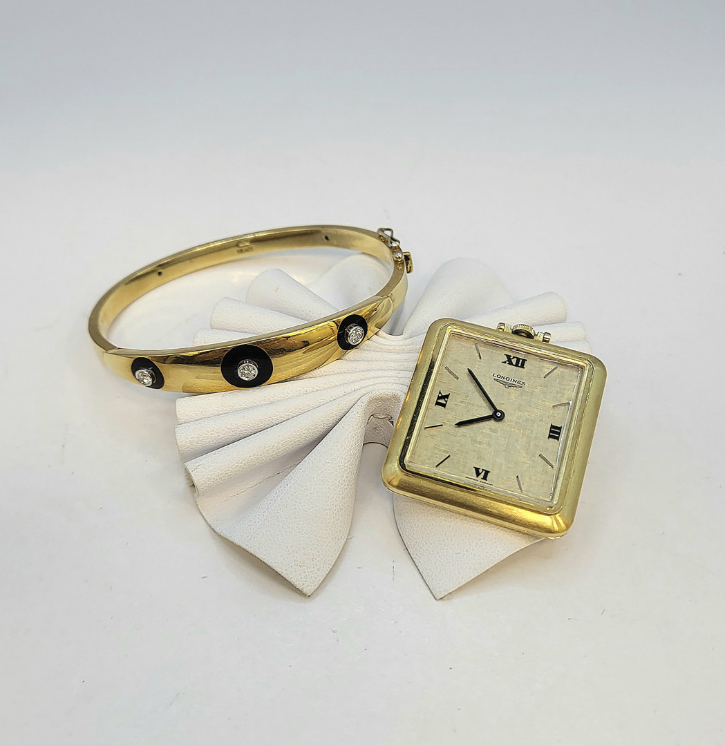Orologio Longines oro e bracciale oro smalto diamanti