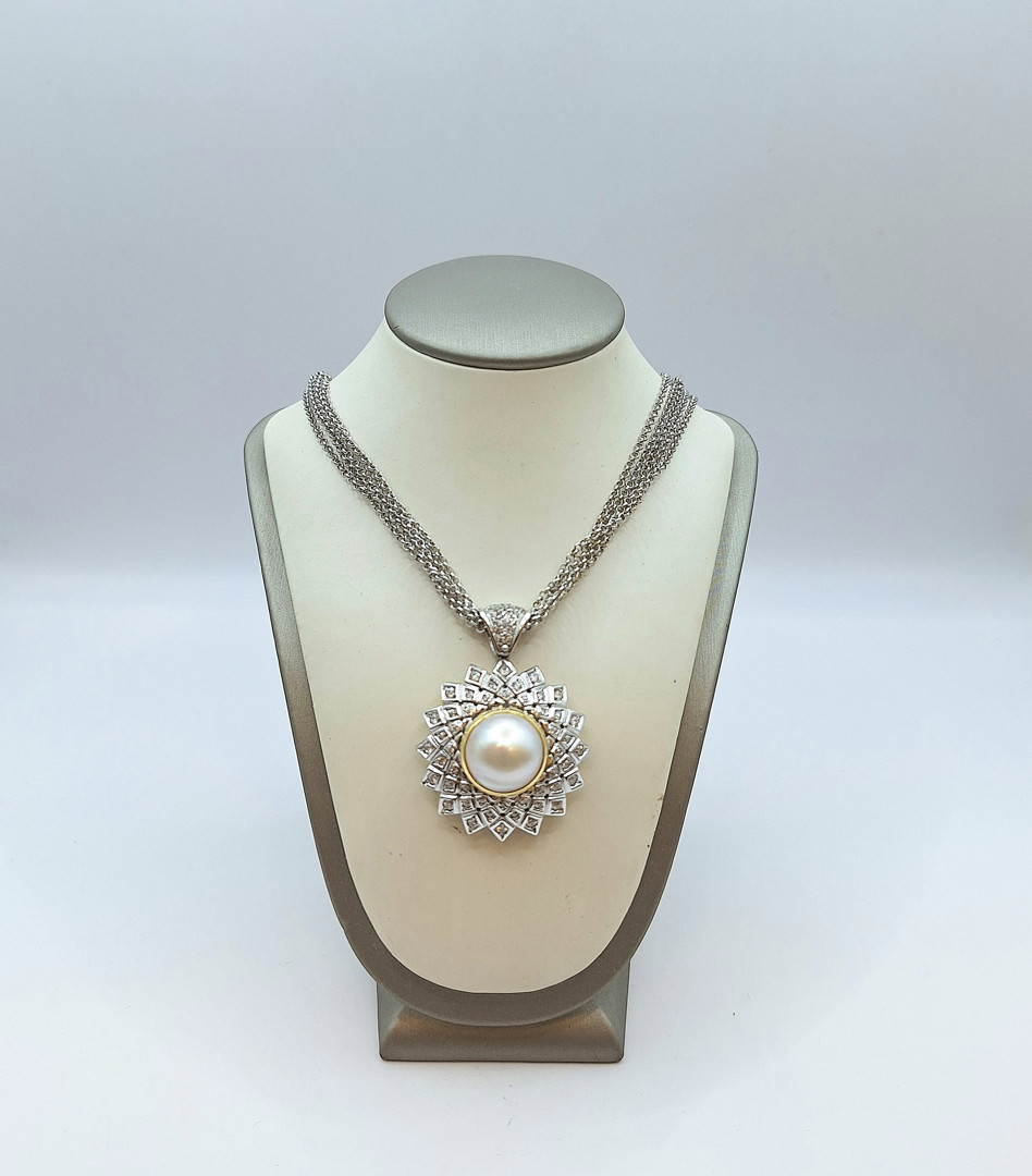 Collana ciondolo oro pietre perla 