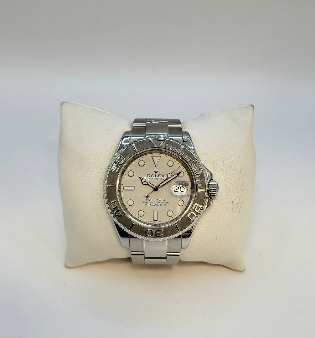 Orologio acciaio Rolex Yacht Master lunetta in platino 