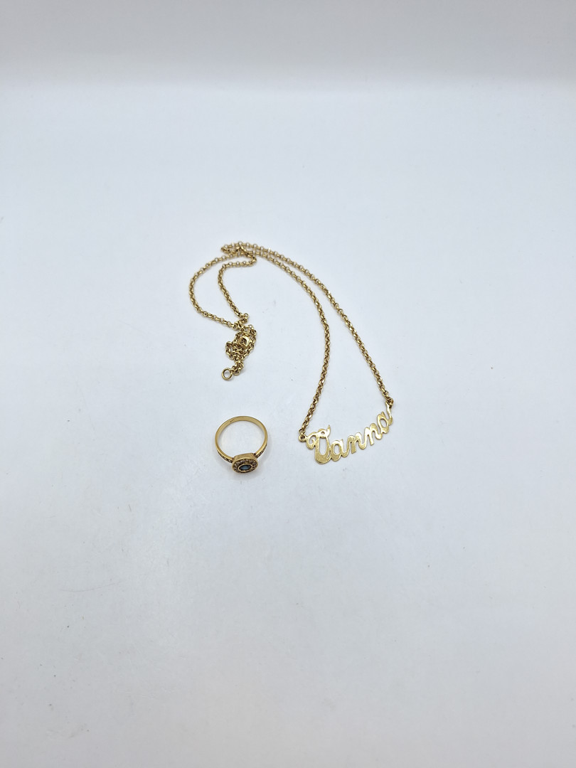 Collana e anello oro pietre