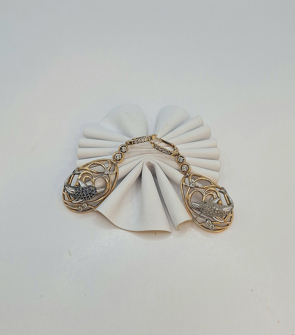 Paio orecchini oro pietre diamantini