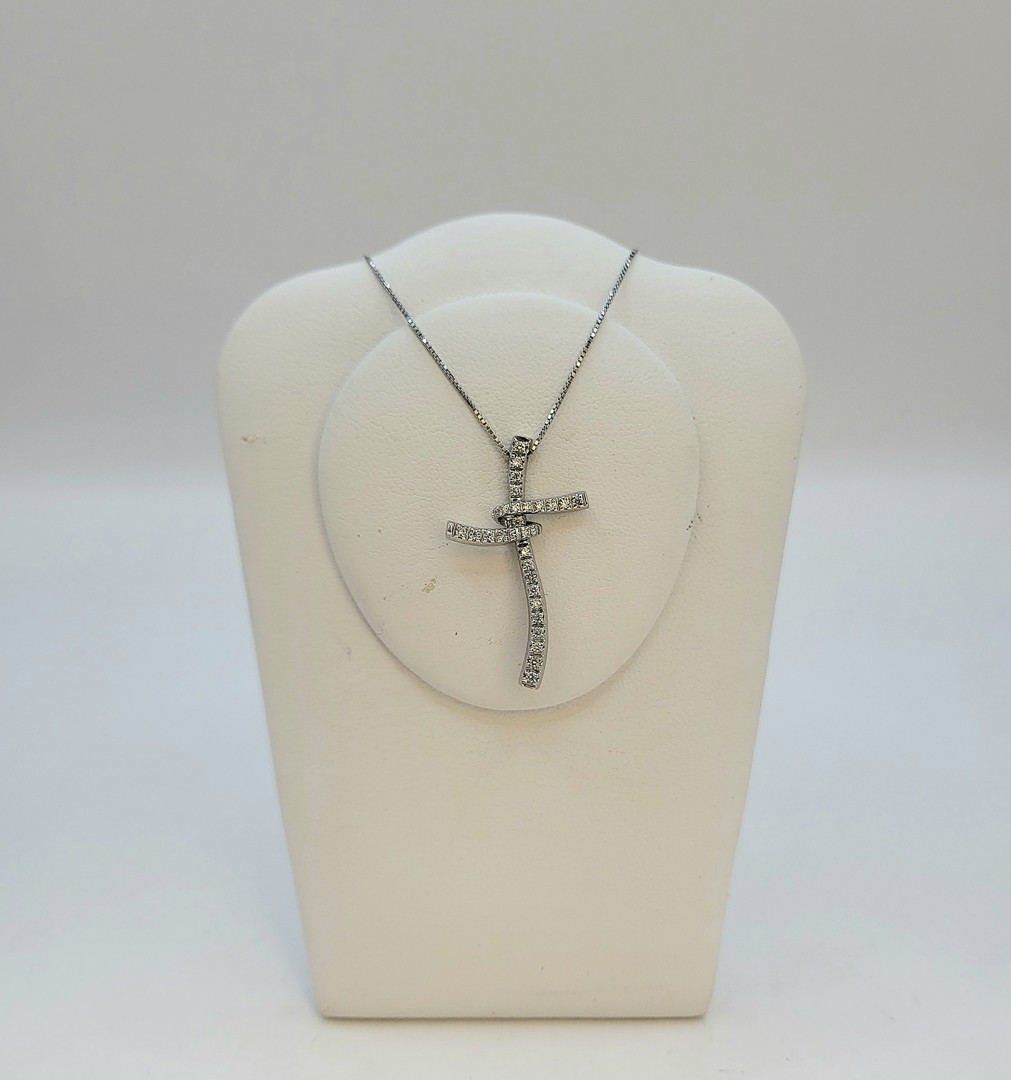 Collana croce a firma Damiani oro diamanti
