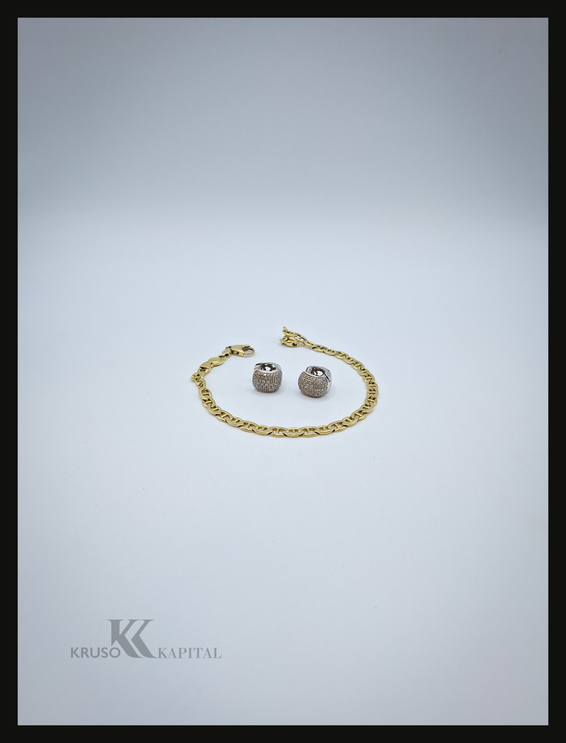 Bracciale un paio di orecchini oro diamantini