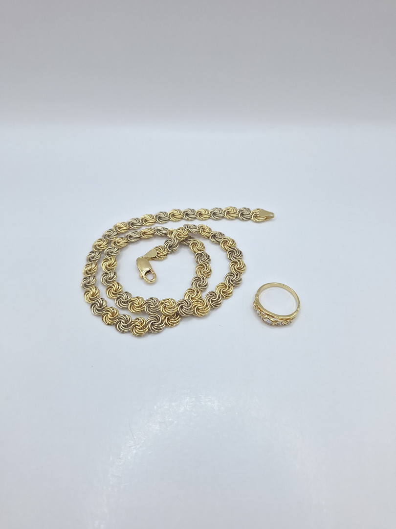 Collana anello oro e pietre