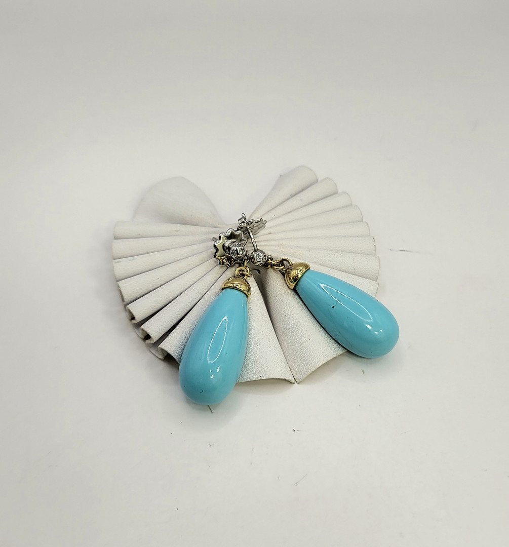 Paio orecchini oro pietre diamantini