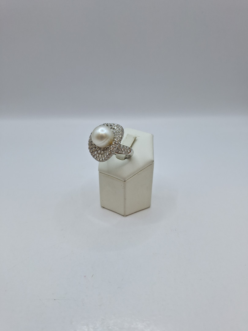 Anello oro perla diamanti 