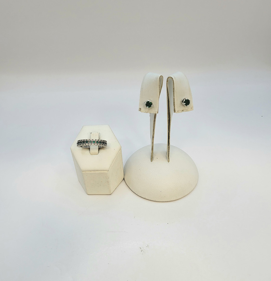 Anello e paio orecchini oro diamantini pietre