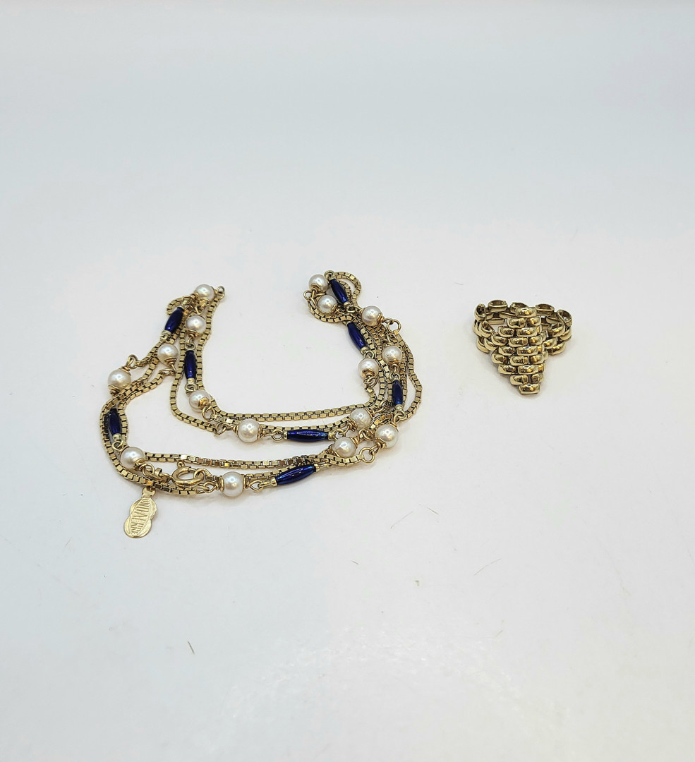 Collana e anello in oro perle 