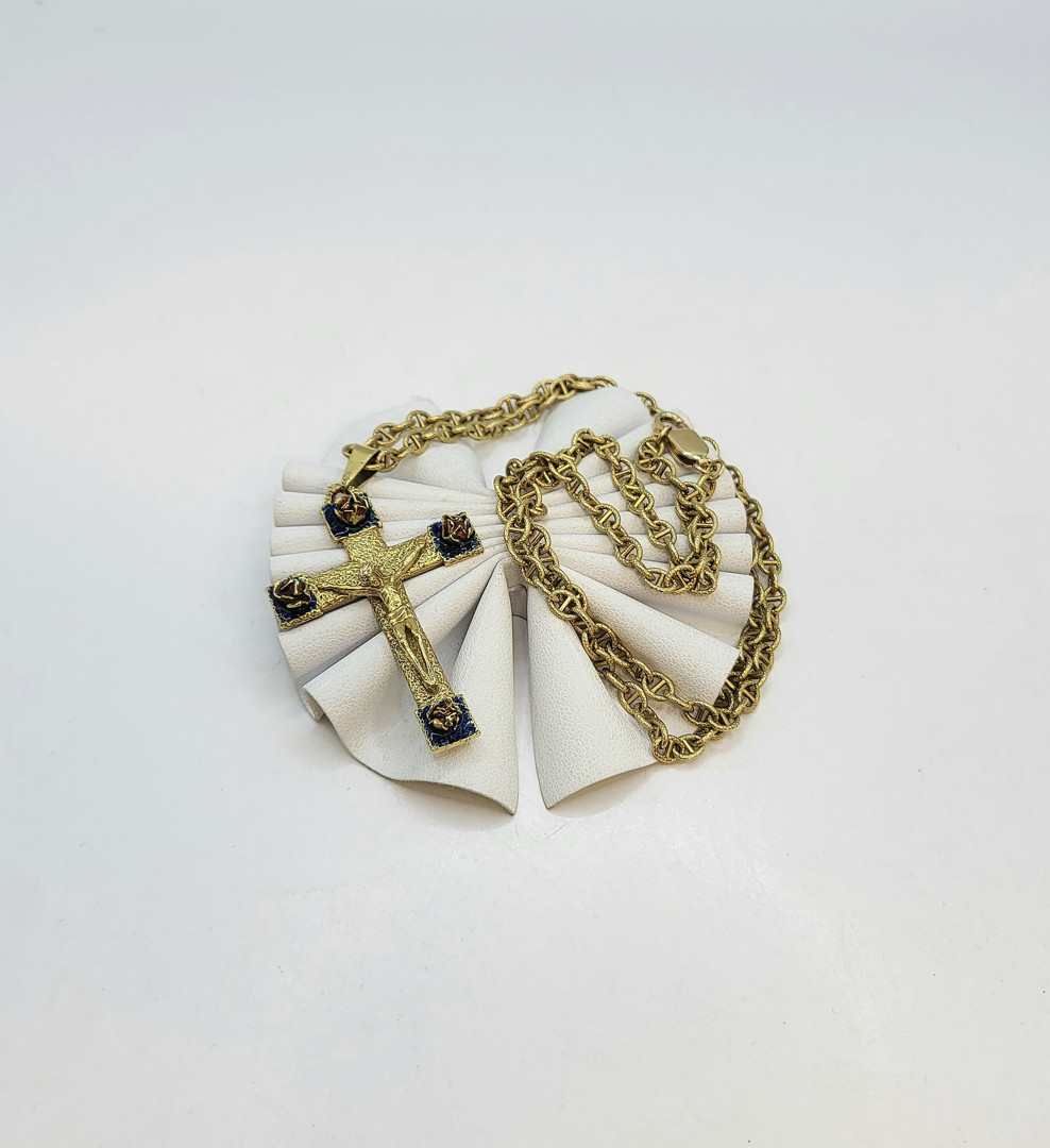 Catena e croce oro smalti