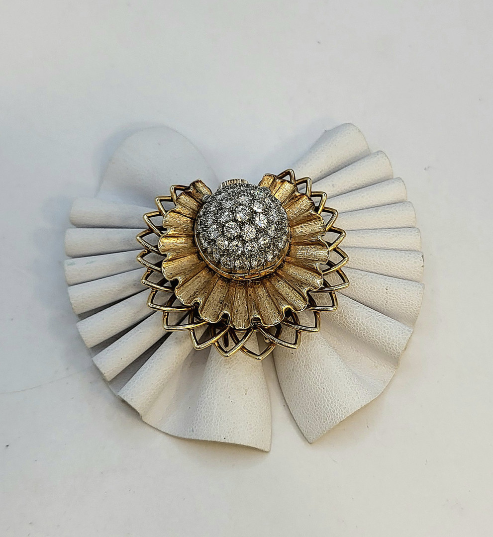 Spilla oro diamanti con orologio Rolex 