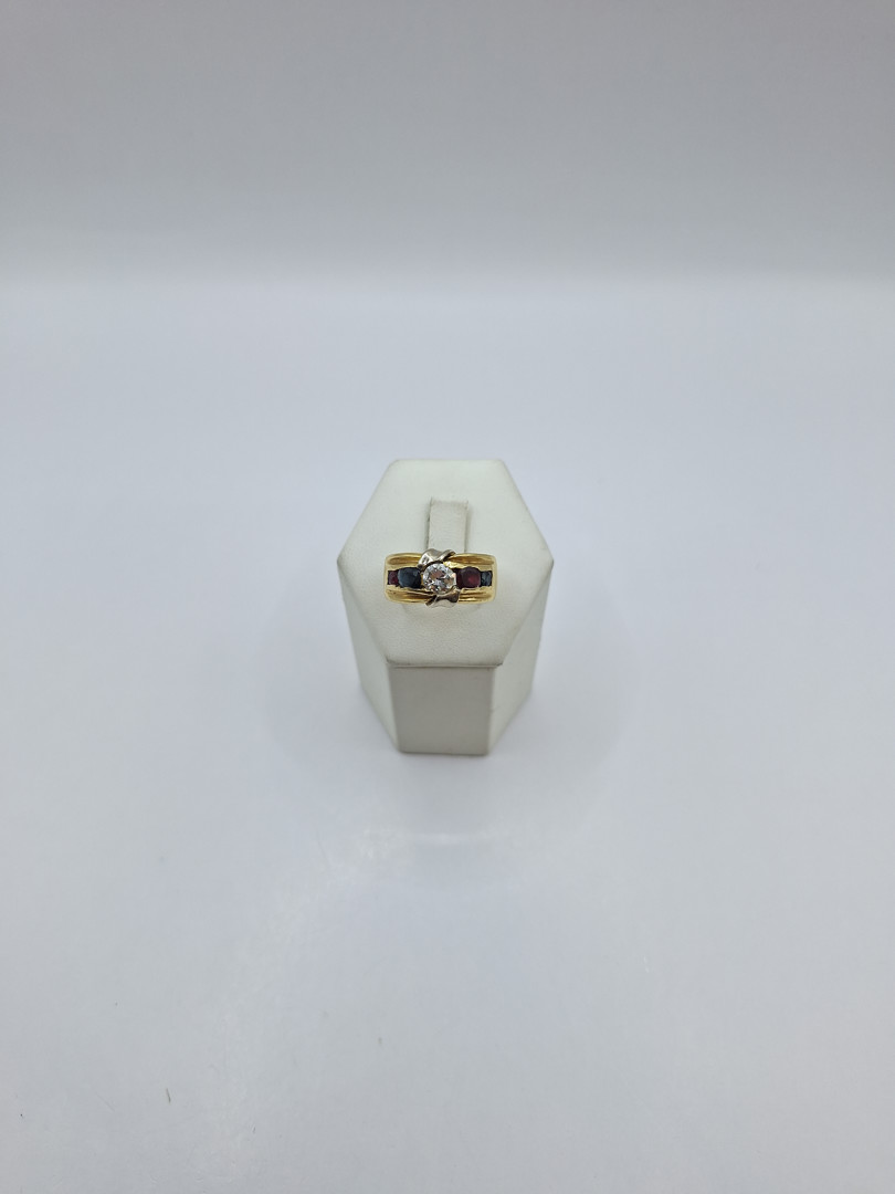 Anello oro pietre diamante 