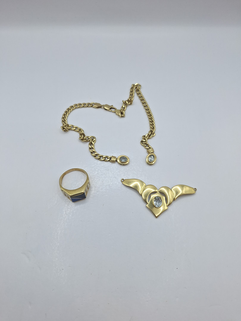 Anello collana oro pietre