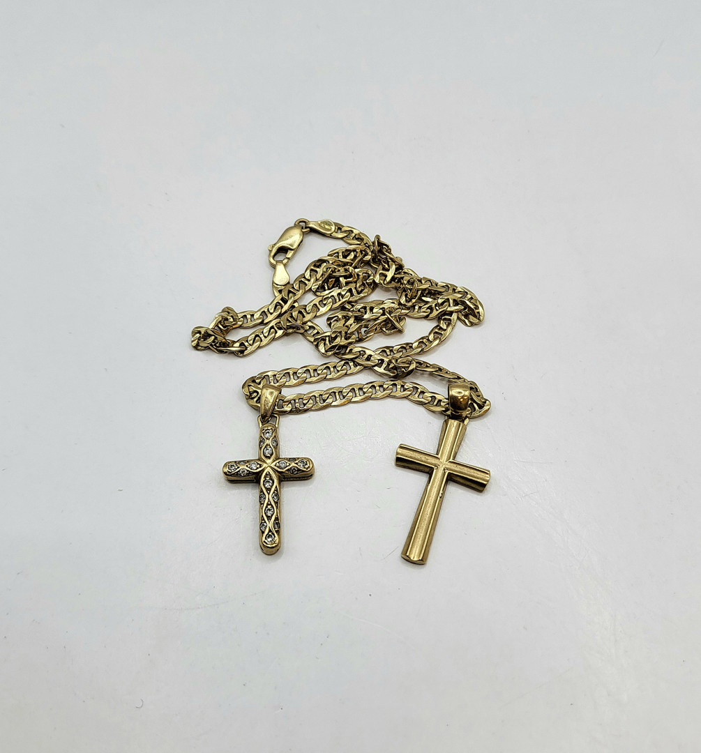 Catena e due ciondoli oro pietre