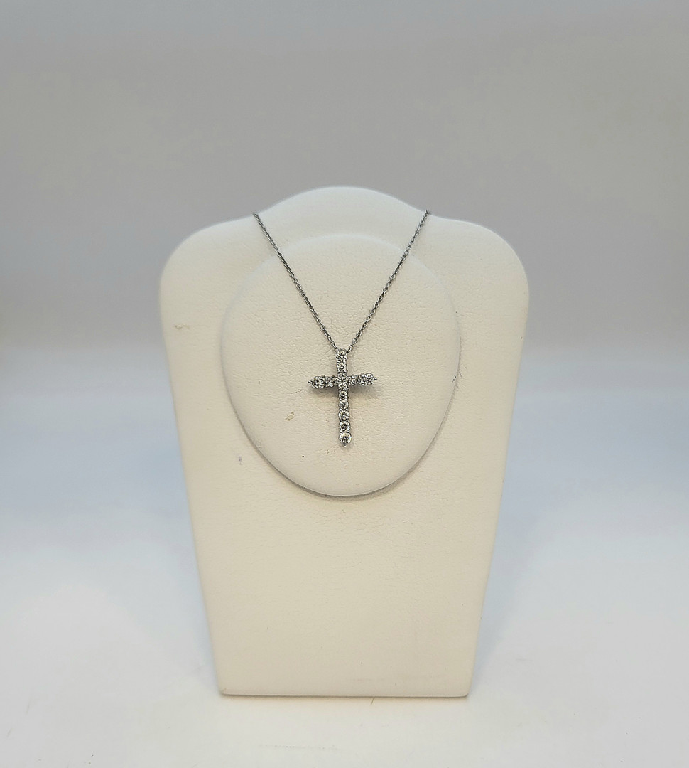 Collana e croce oro diamantini