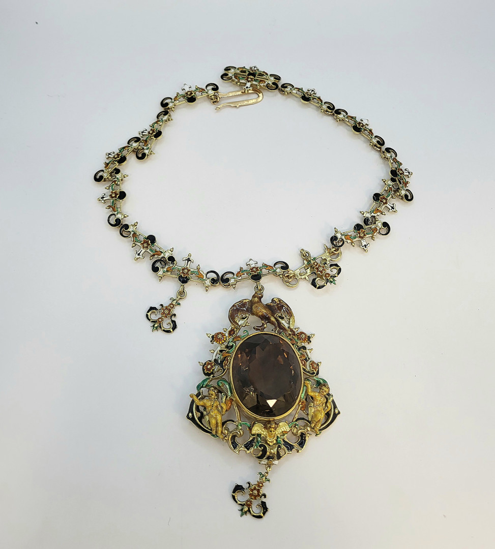 Collana oro smalto pietra