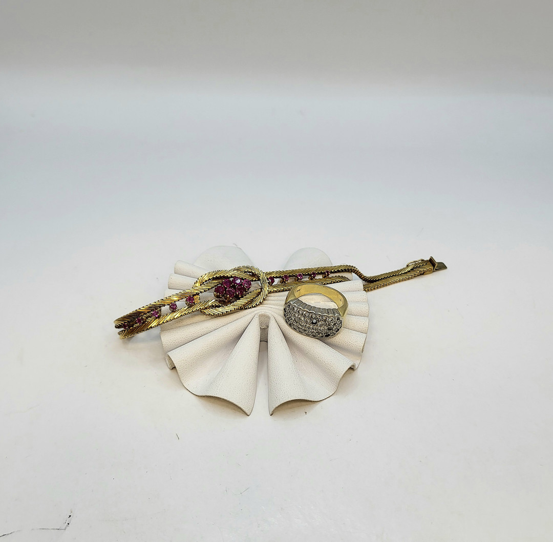 Bracciale e anello oro pietre diamanti 