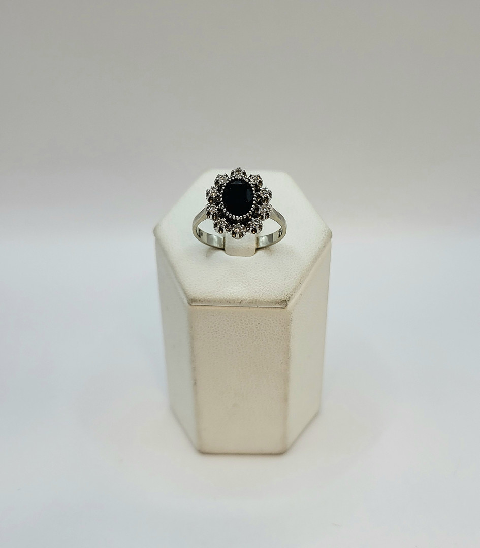 Anello oro pietra diamantini 