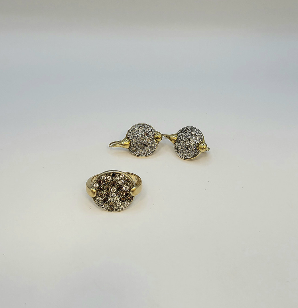 Anello paio orecchini oro diamantini