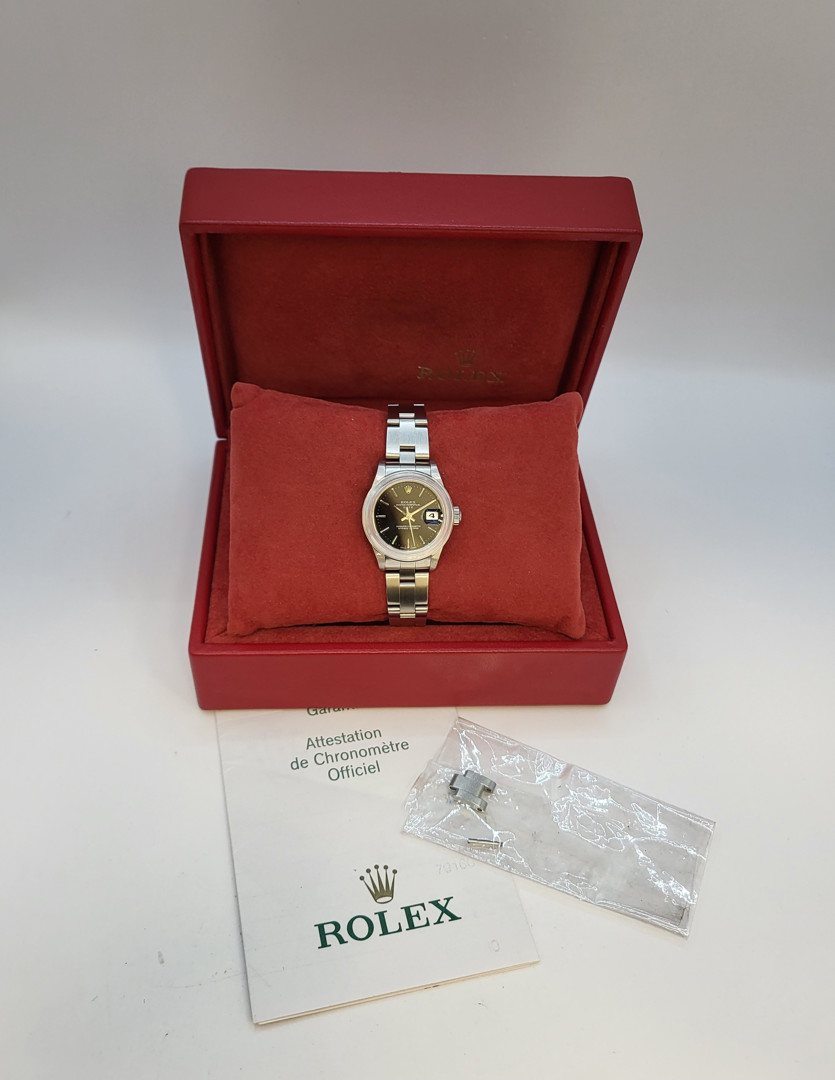 Orologio acciaio Rolex Date Lady con scatola, garanzia e maglia aggiuntiva a corredo