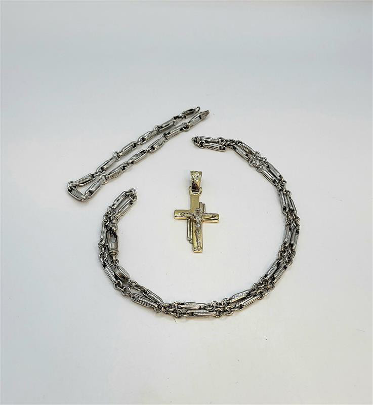 Collana bracciale croce oro pietra 