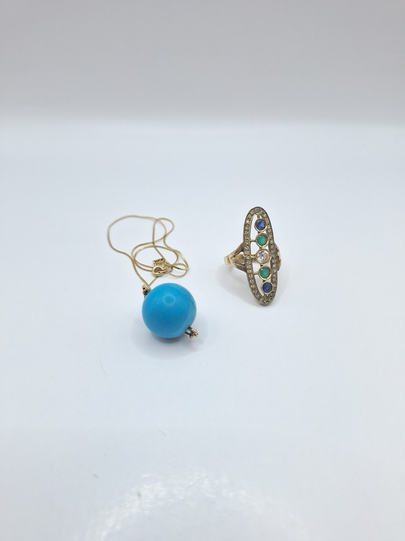 Collana e anello oro pietre 
