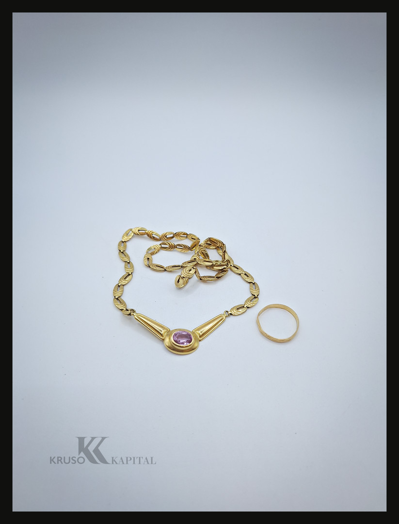 Collana anello oro pietra
