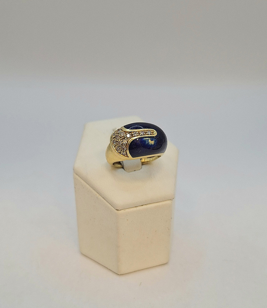 Anello oro smalto diamantini