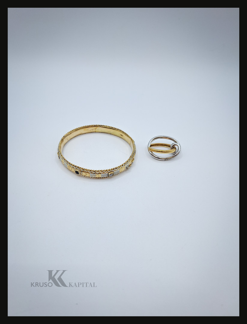 Bracciale anello oro pietre diamantini