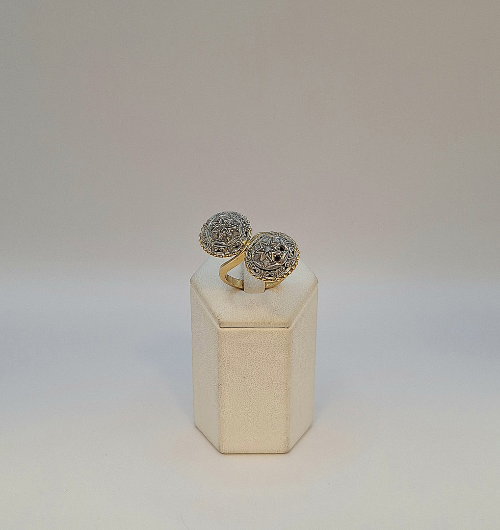 Anello oro argento diamantini
