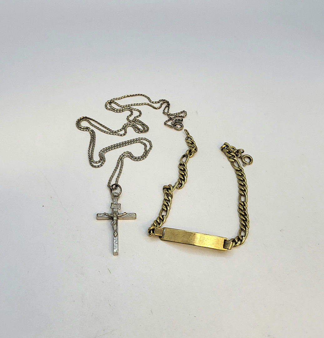 Collana croce e bracciale oro