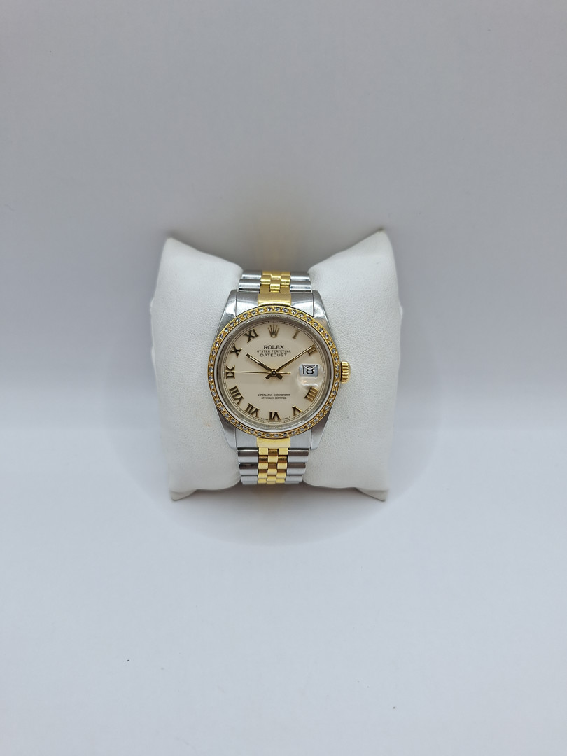 Orologio acciaio/oro Rolex Datejust lunetta con diamanti