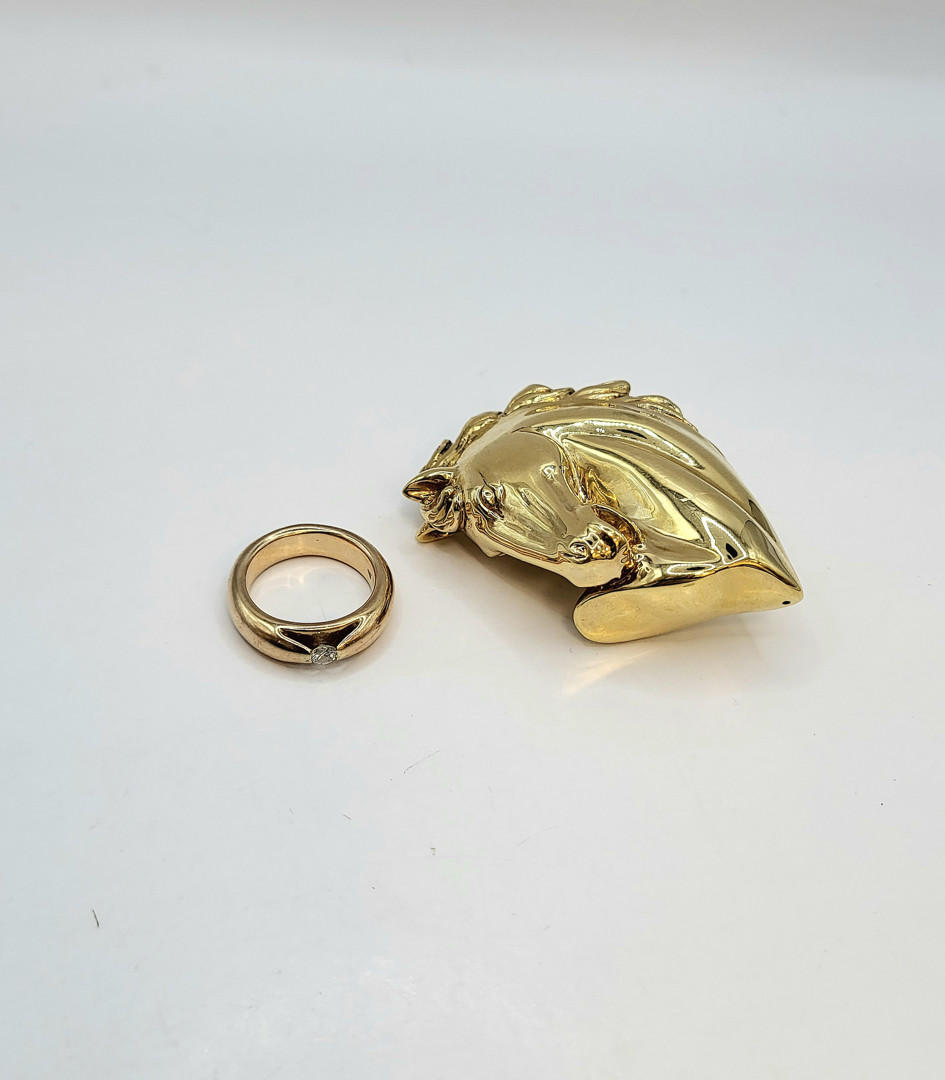 Spilla e anello oro diamantino