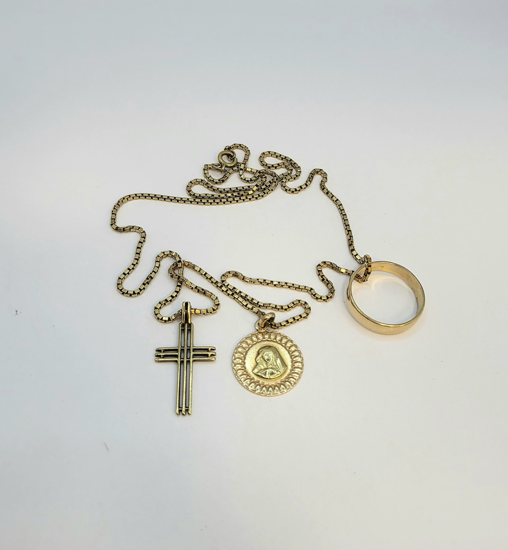 Collana 2 ciondoli anello oro