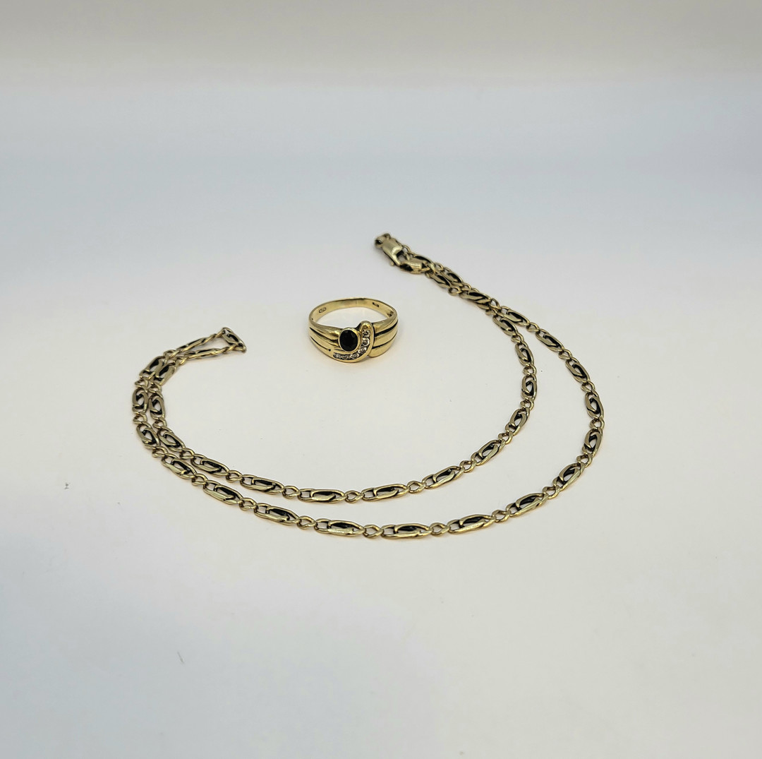 Collana anello oro pietre