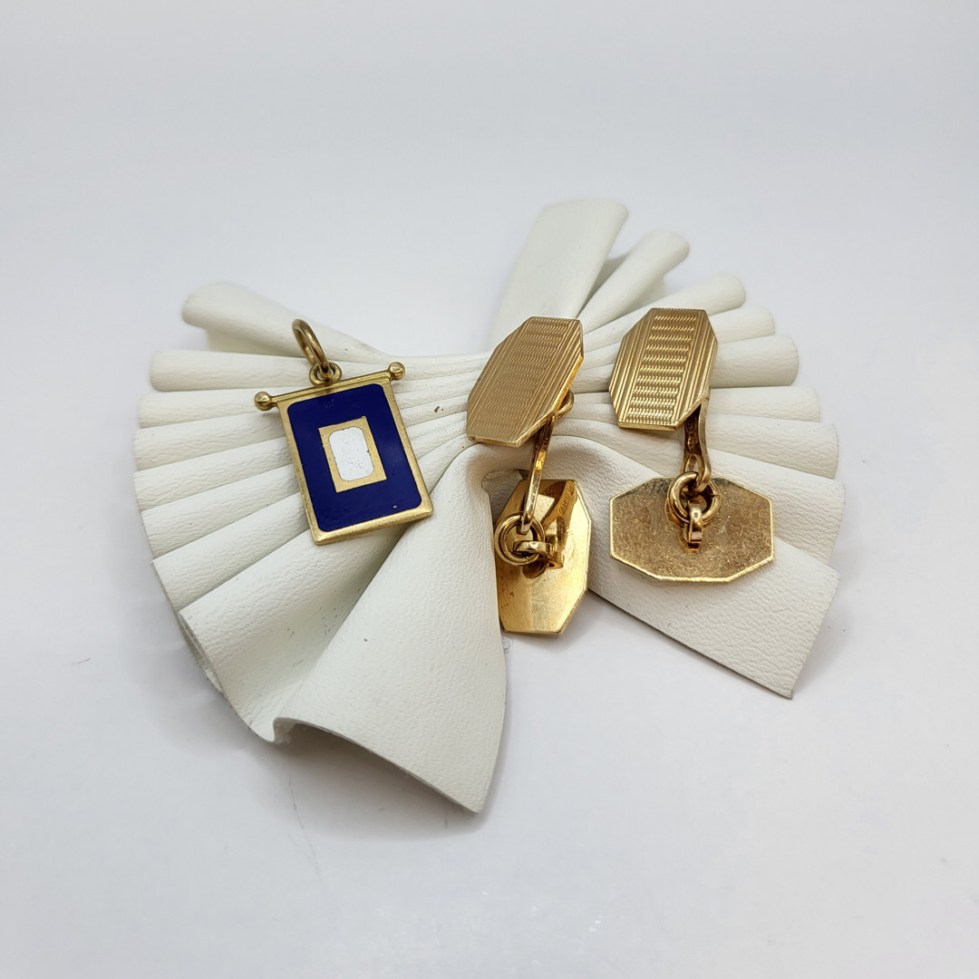 Due gemelli e ciondolo oro smalto