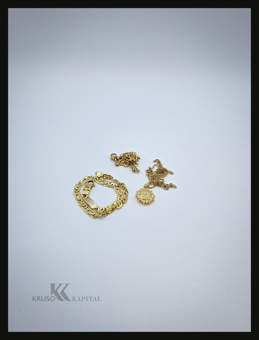 Collana ciondolo due bracciali oro