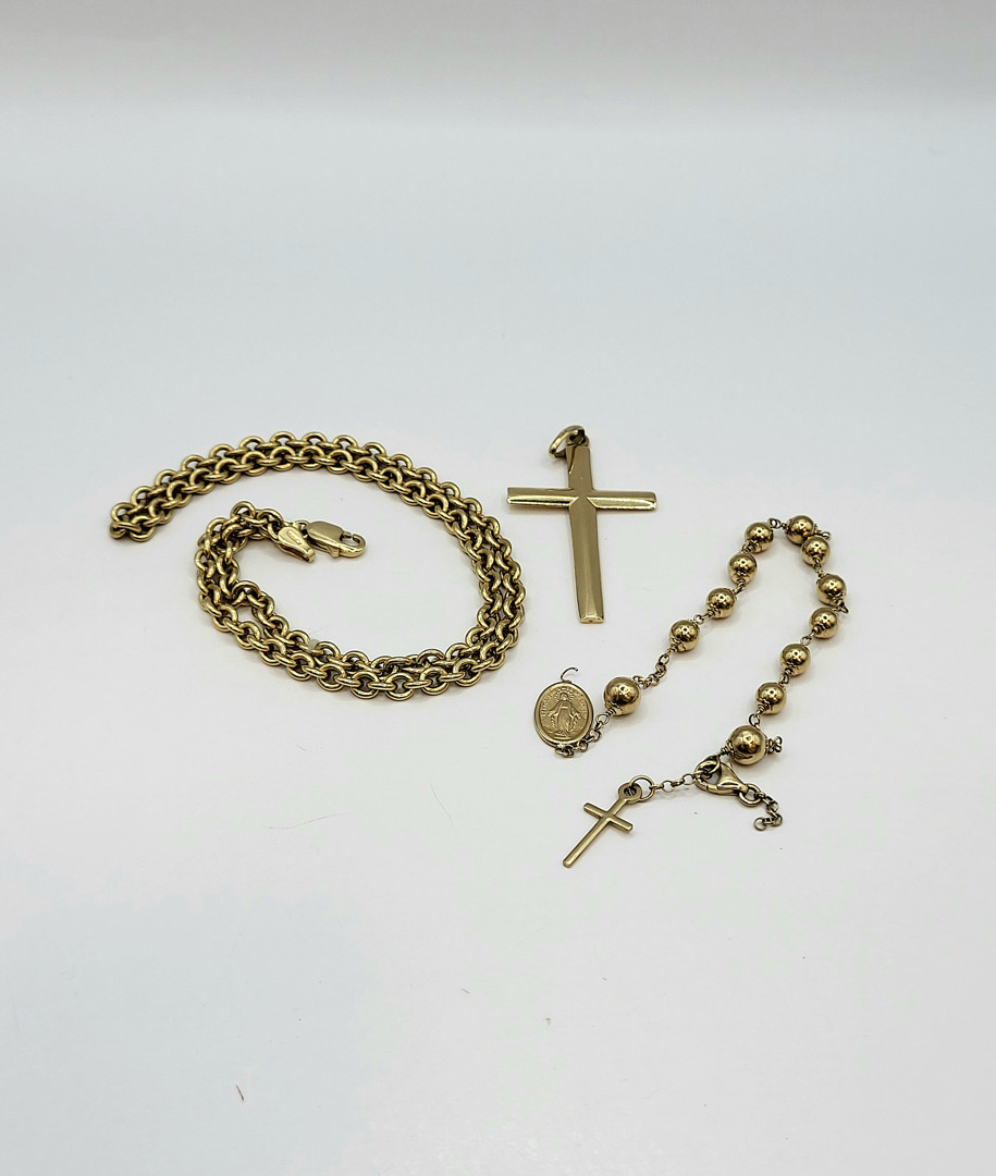 Catena rosario e croce oro
