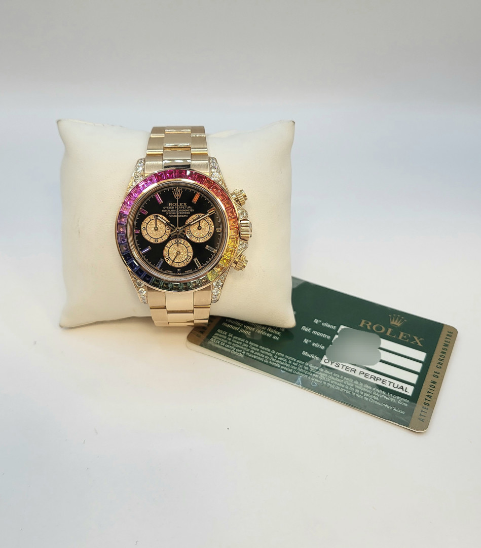 Bracciale con cronografo oro diamanti pietre Rolex Daytona automatico garanzia