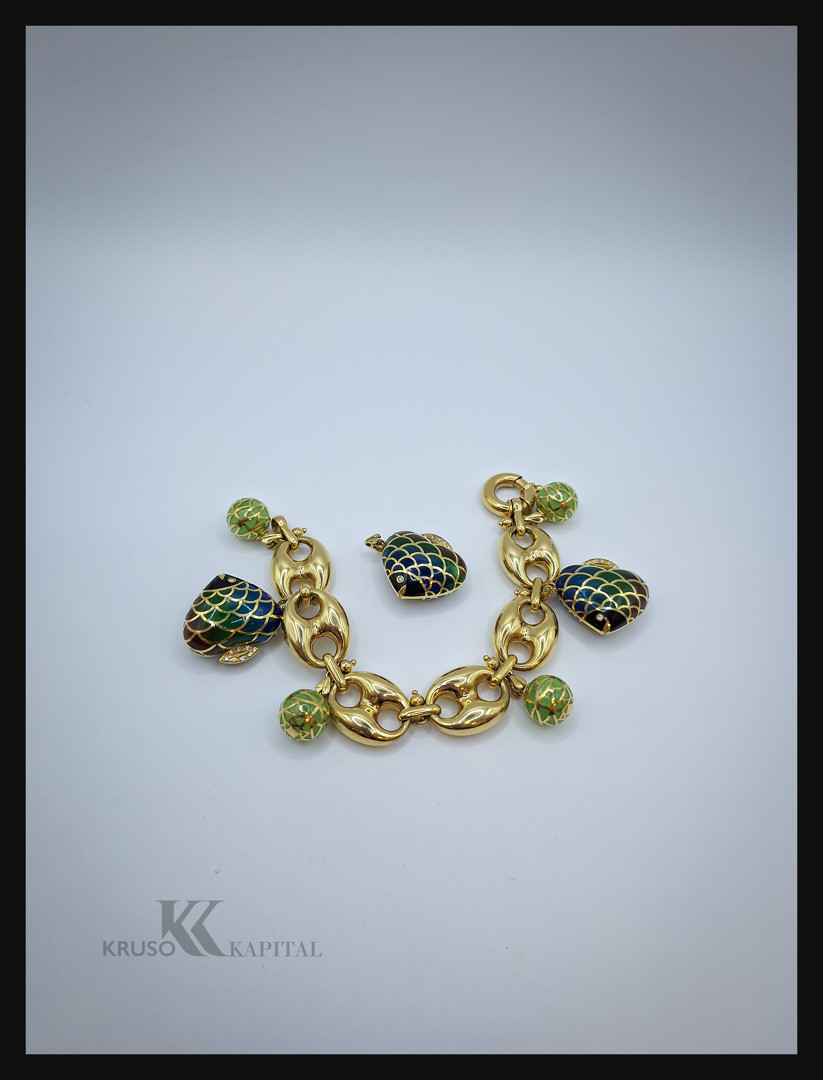 Bracciale oro diamanti smalti