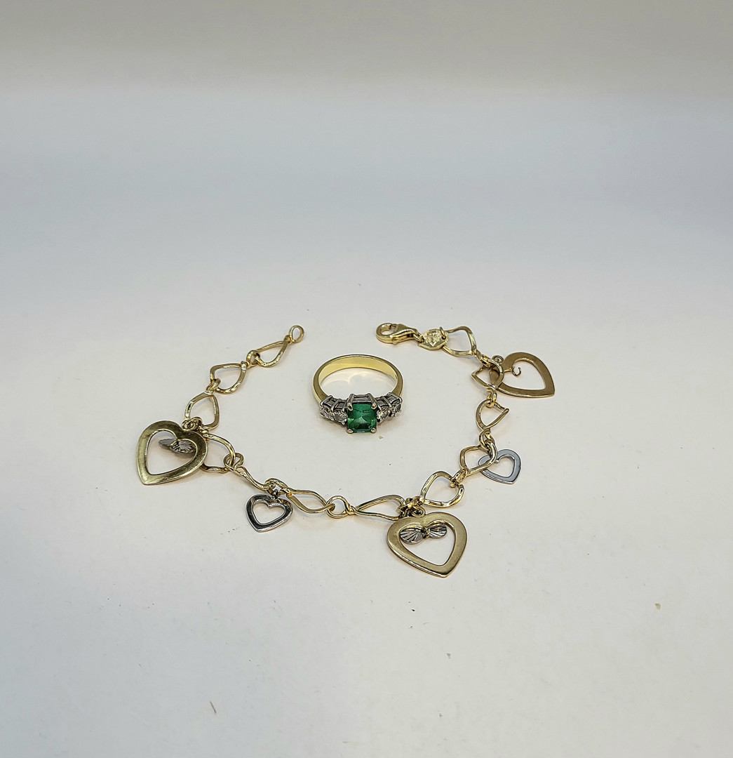 Braccialetto e anello oro diamanti pietra