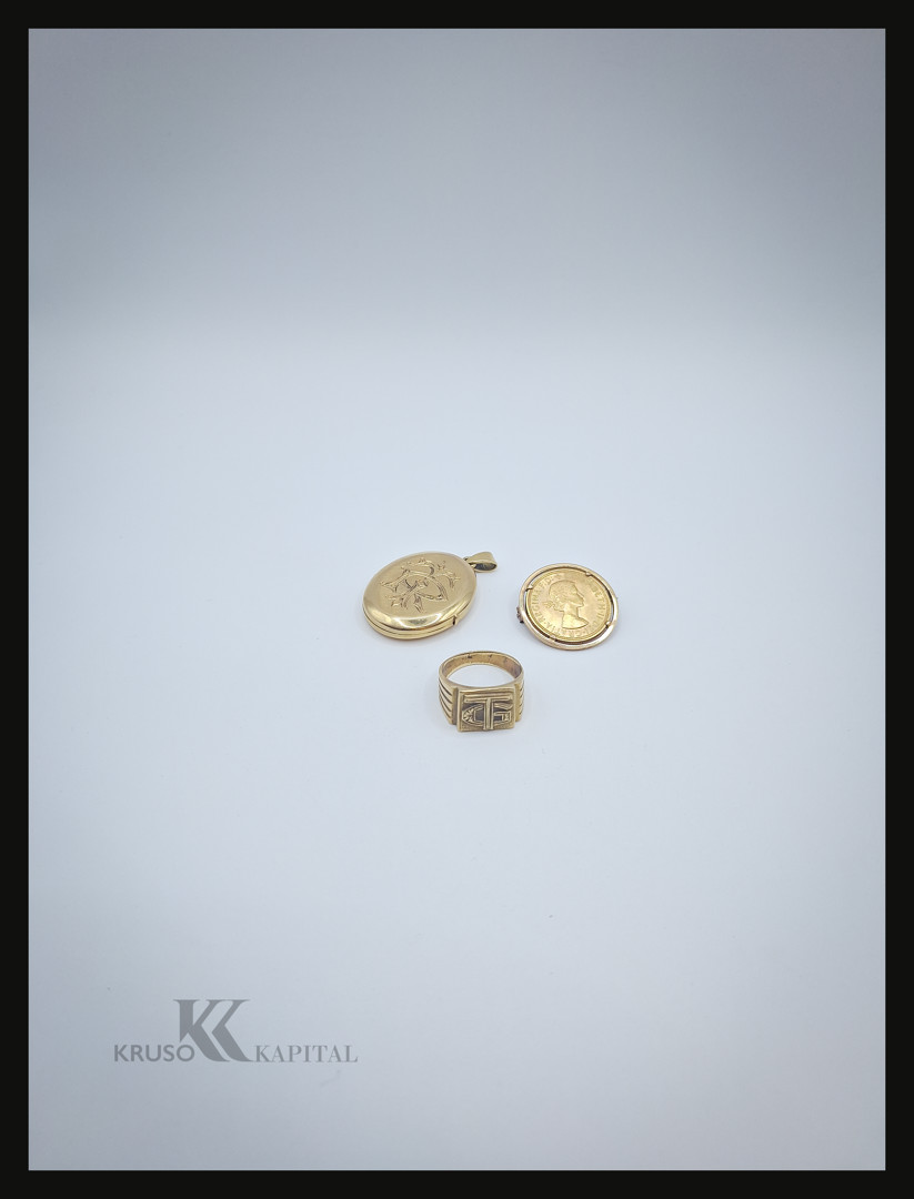 Spilla anello e ciondolo oro 