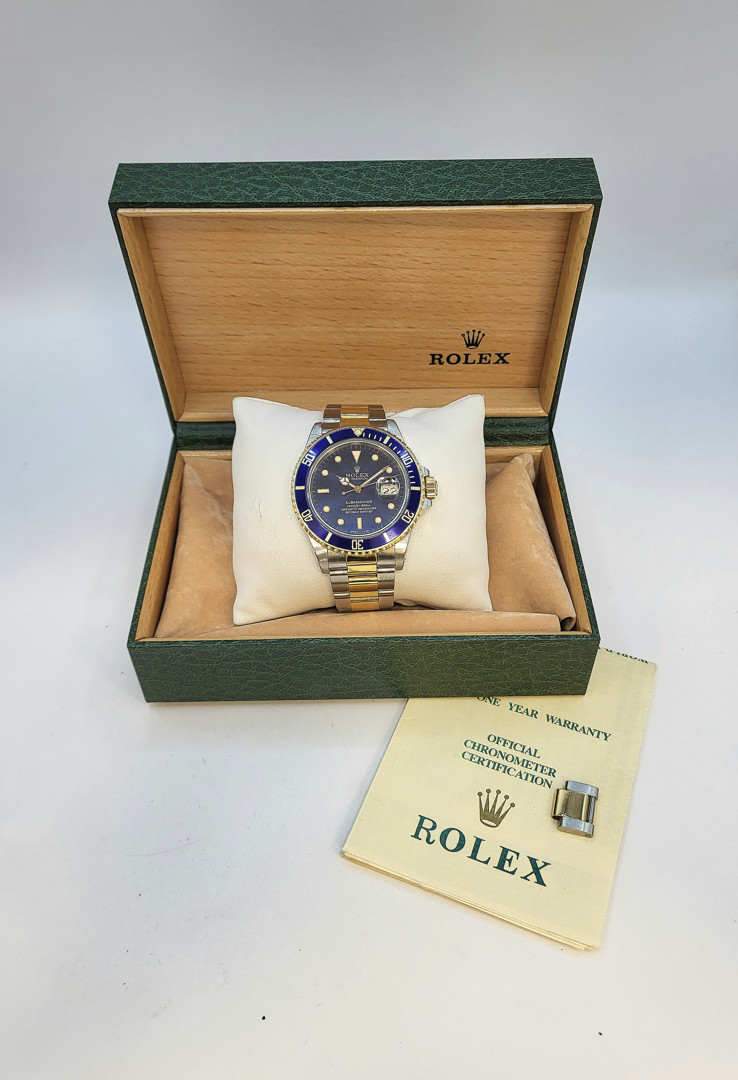 Orologio acciaio e oro Rolex Submariner maglia aggiuntiva, scatola e garanzia a corredo