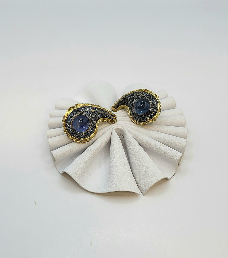 Paio orecchini oro argento pietre