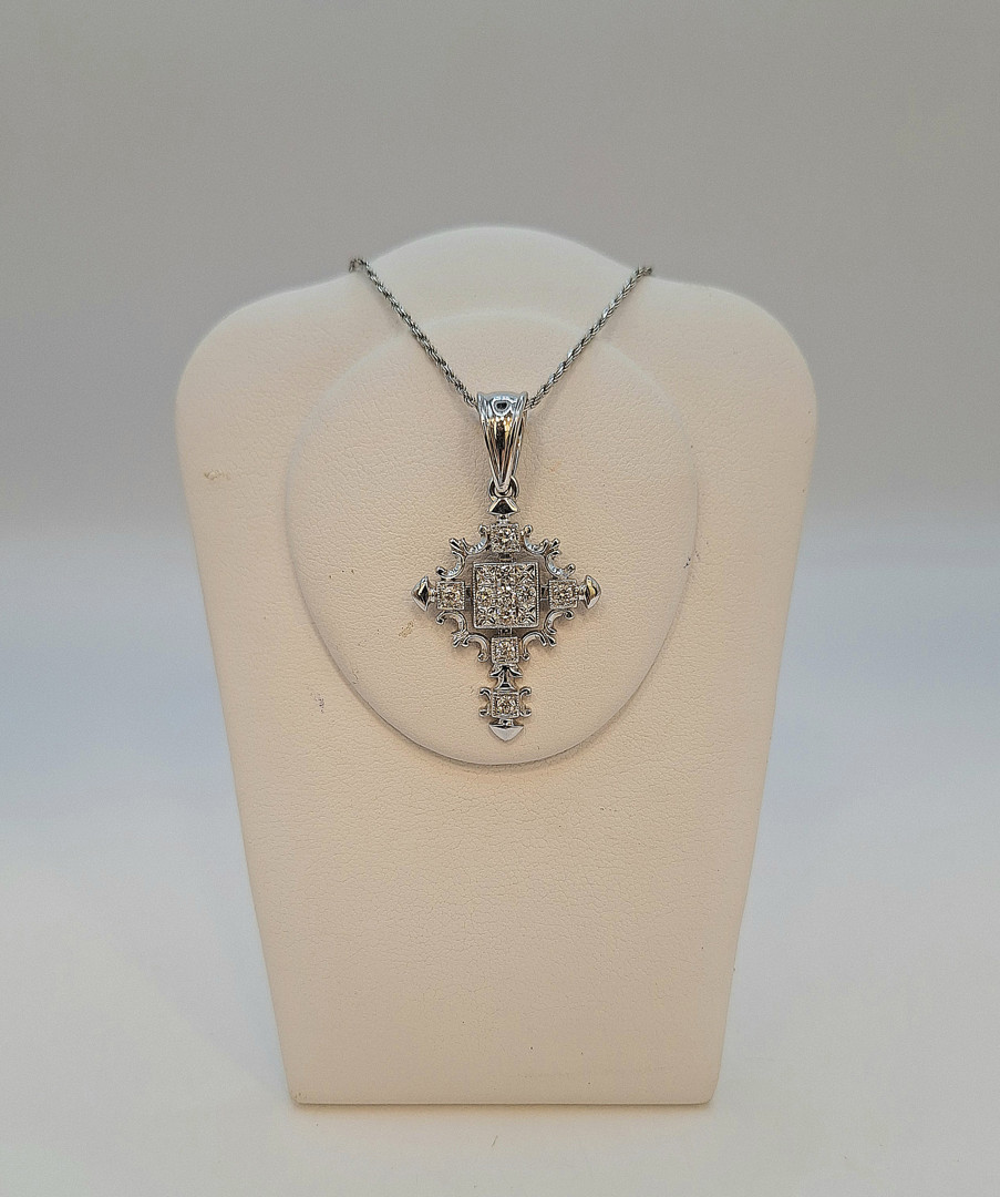 Collana croce oro diamantini