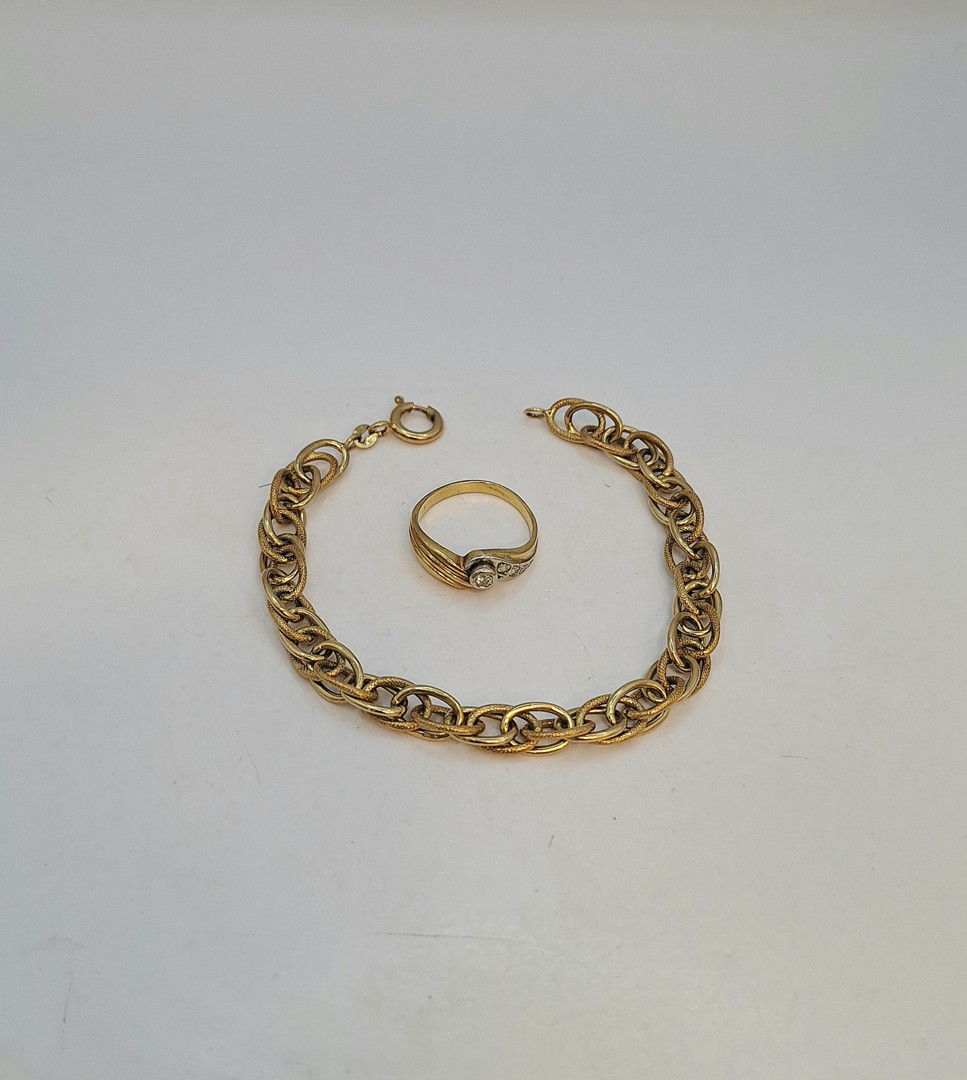 Bracciale e anello oro diamantini