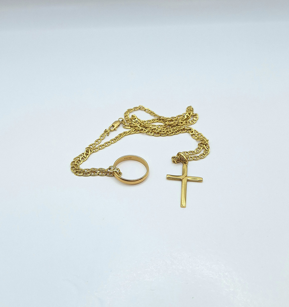 Catenina croce anello oro