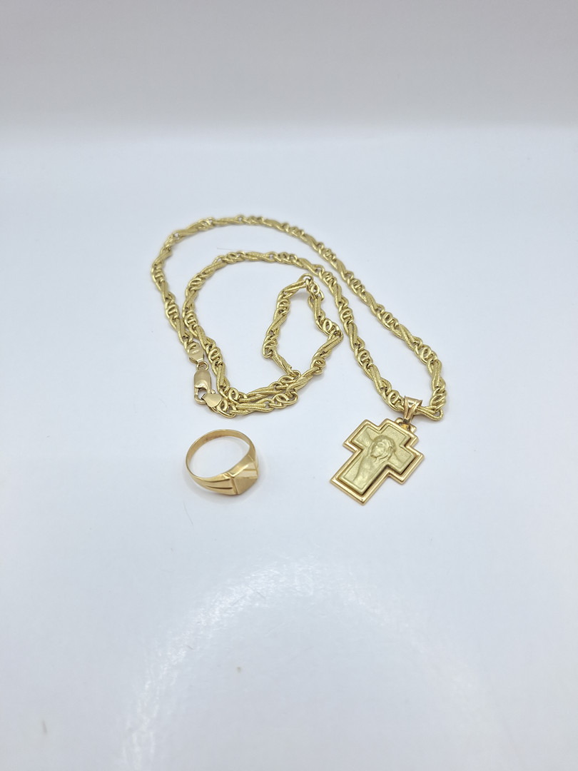 Anello collana croce oro
